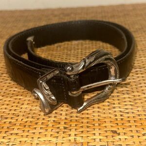Vintage Brighton Women’s Large Black Leather Western Belt Silver Cowgirl Rodeo